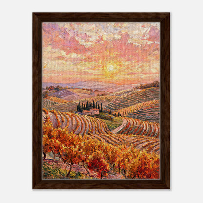 Tuscan Hills Autumn Sunset Vineyard Impressionist Art Print