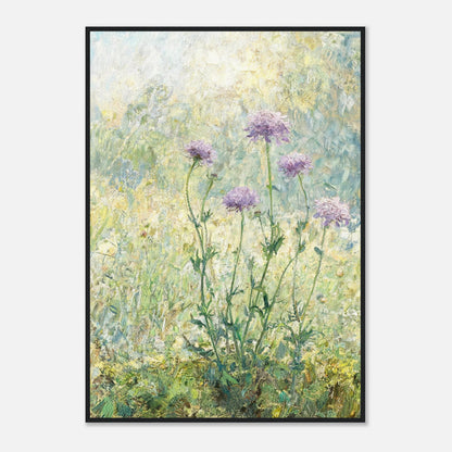 Wild Purple Blossoms in Sunlit Meadow Impressionist Art Print