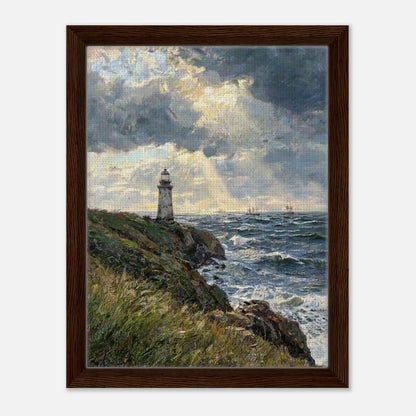 Coastal Lighthouse at Stormy Sunset Impressionist Art Print