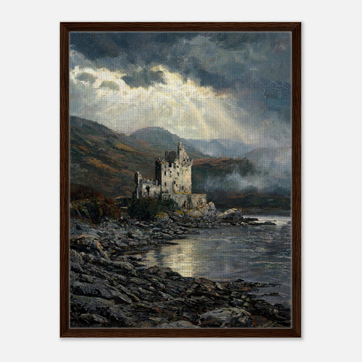 Historic Scottish Castle by Lakeside Impressionist Art Print