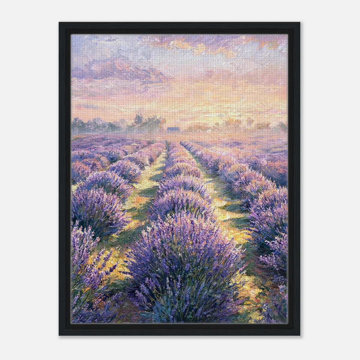 Provence Lavender Field at Sunset Impressionist Art Print
