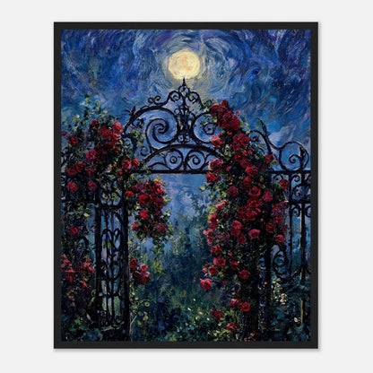 Moonlit Rose Arch Garden Impressionist Art Print