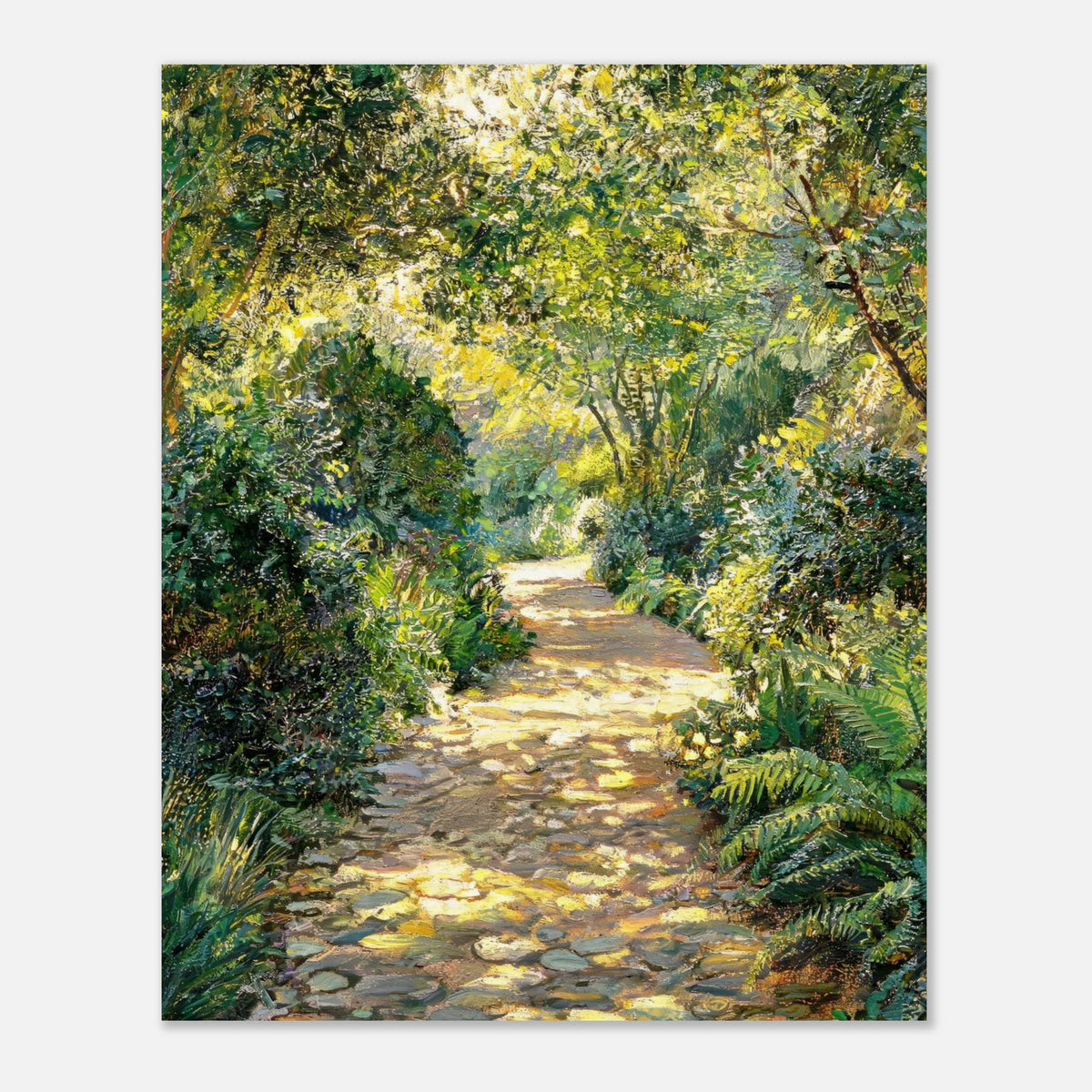 Sunlit Woodland Path Impressionist Art Print