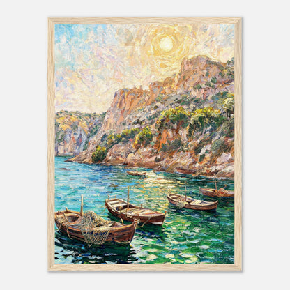 Mediterranean Coastal Cove Fishing Boats Impressionist Art Print