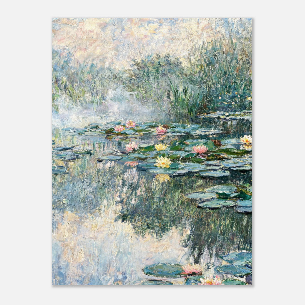 Misty Morning Water Lilies Impressionist Art Print