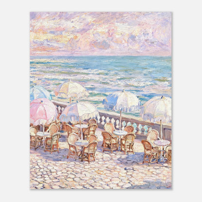 Pastel Seaside Cafe Impressionist Art Print