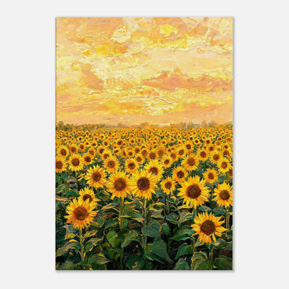 Golden Sunflower Field at Sunset Impressionist Art Print