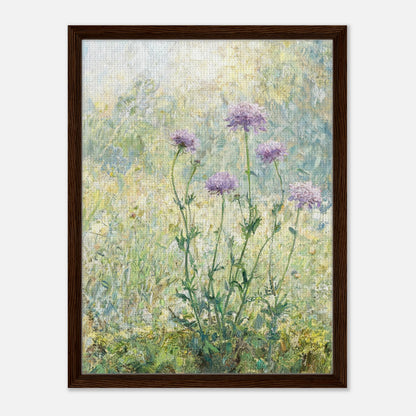 Wild Purple Blossoms in Sunlit Meadow Impressionist Art Print