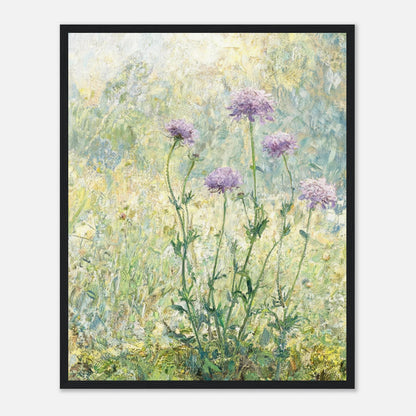 Wild Purple Blossoms in Sunlit Meadow Impressionist Art Print