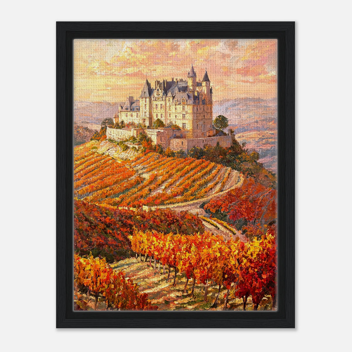 Autumn French Castle Vineyard Impressionist Art Print