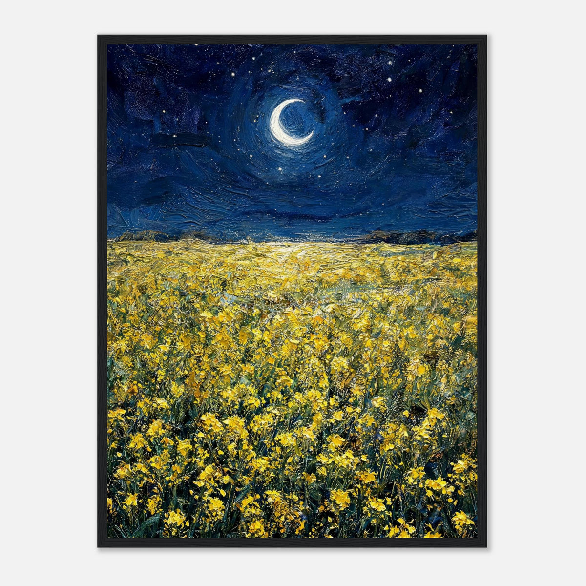 Moonlit Golden Wildflower Field Impressionist Art Print