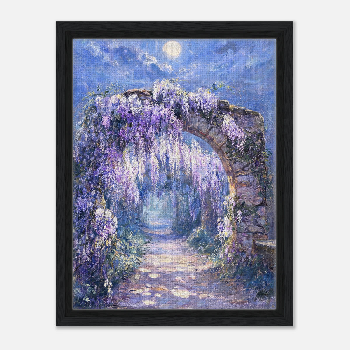 Moonlit Wisteria Stone Arch Impressionist Art Print