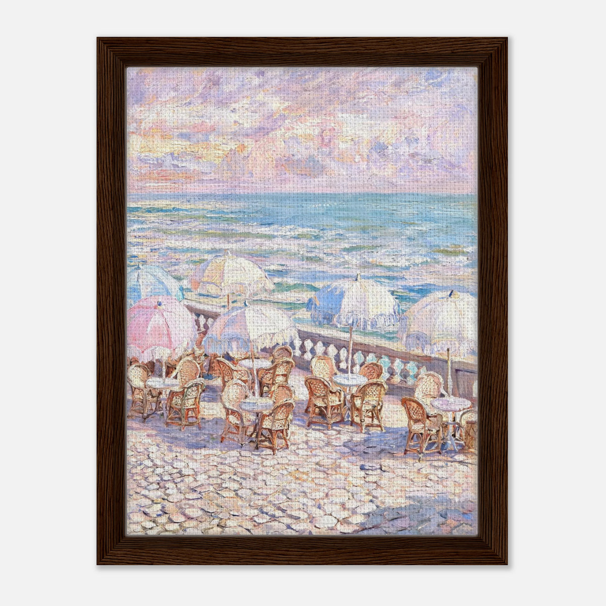 Pastel Seaside Cafe Impressionist Art Print