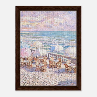 Pastel Seaside Cafe Impressionist Art Print