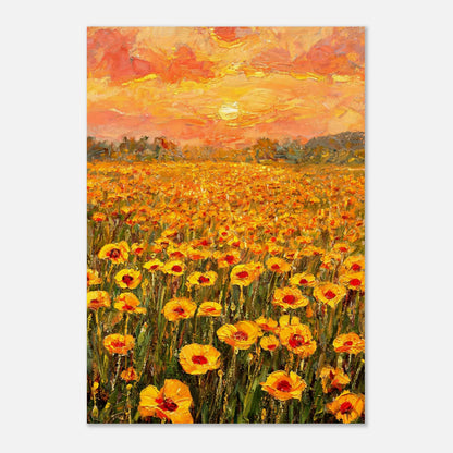 Golden Poppy Field at Sunset Impressionist Art Print