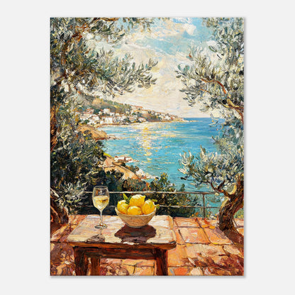 Mediterranean Terrace Lemons Sea View Impressionist Art Print