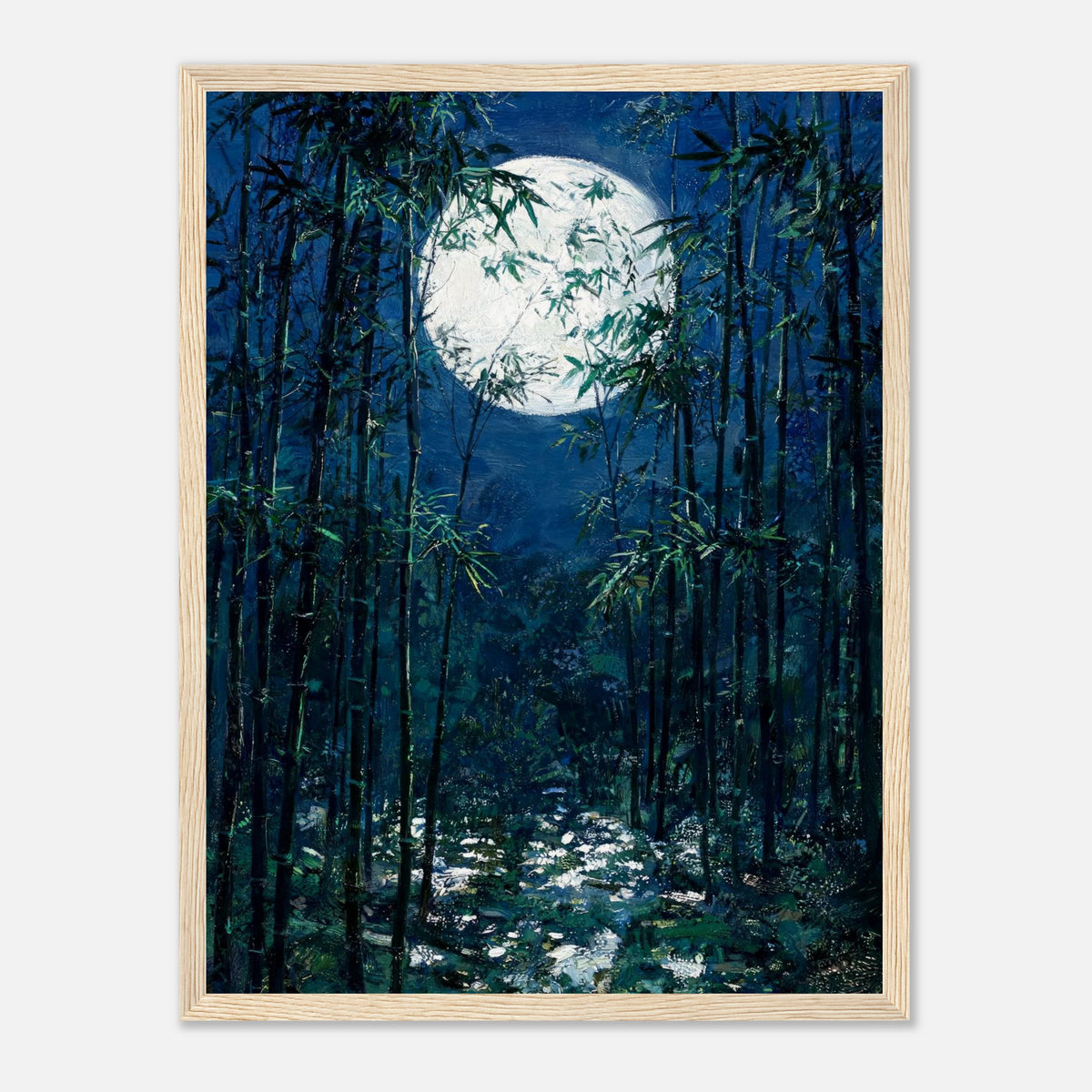 Moonlit Bamboo Forest Impressionist Art Print