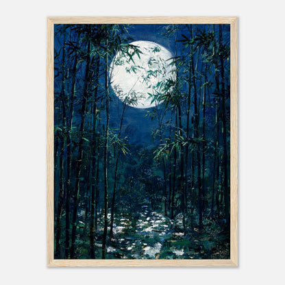 Moonlit Bamboo Forest Impressionist Art Print