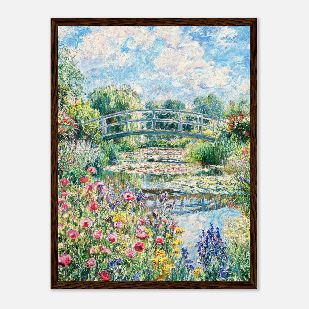 Monet's Flower Garden & Japanese Bridge Impressionist Art Print