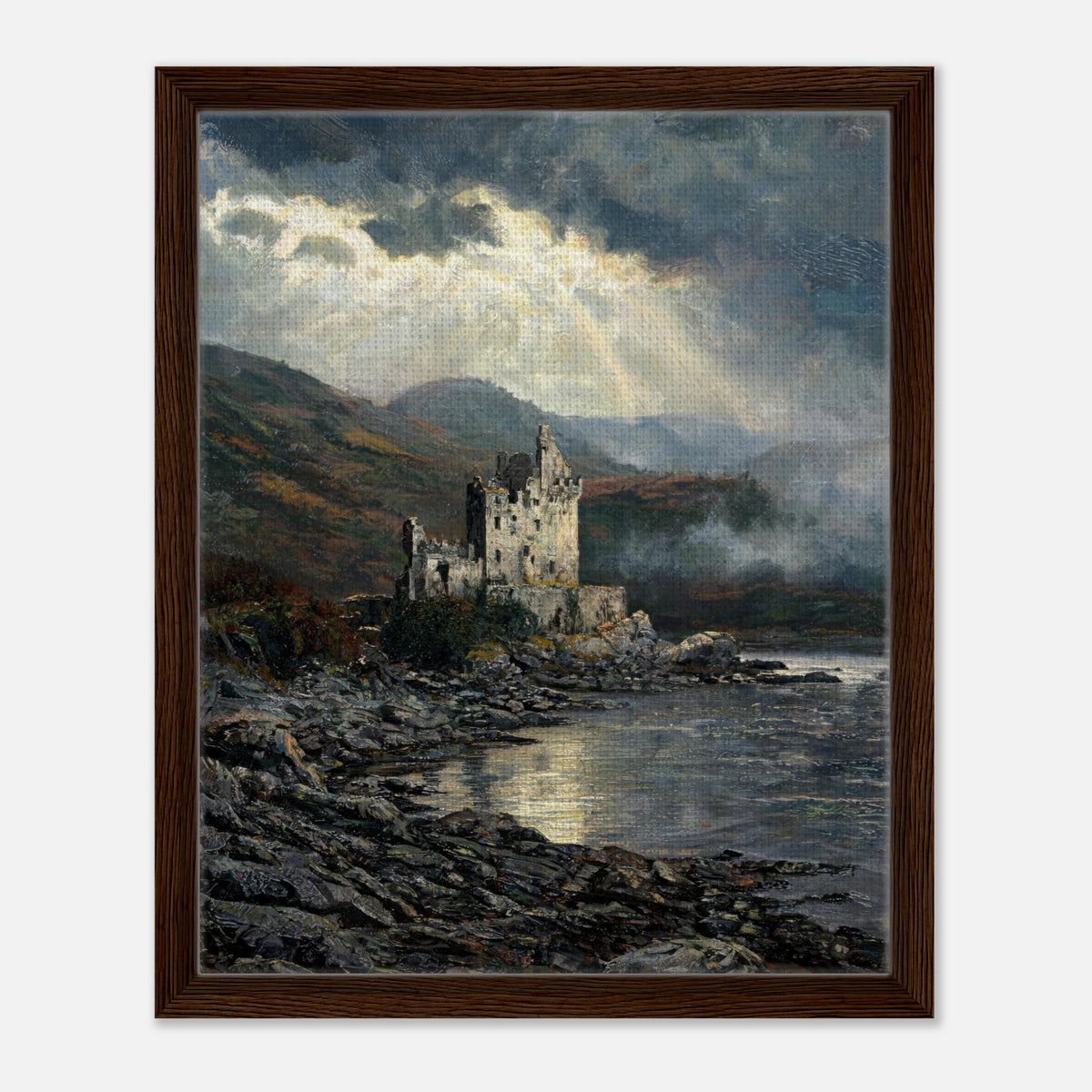 Historic Scottish Castle by Lakeside Impressionist Art Print