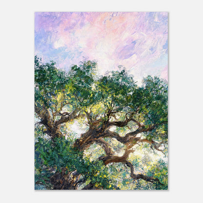 Ancient Tree & Pastel Sky Impressionist Art Print
