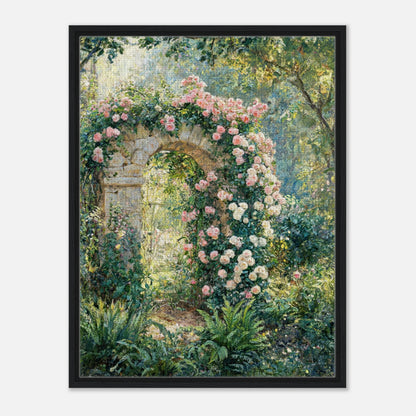 Rose-Covered Stone Arch & Sunlit Garden Impressionist Art Print