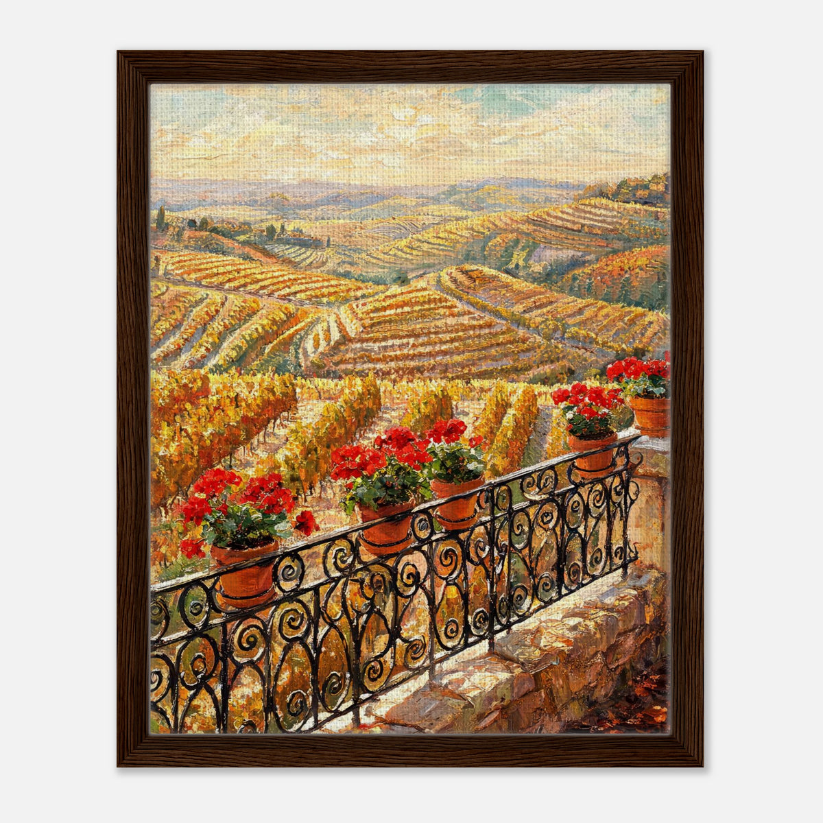 Tuscan Terrace Autumn Vineyard View Impressionist Art Print