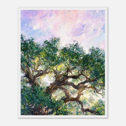 Impressionist Sunlit Tree Framed Art Print