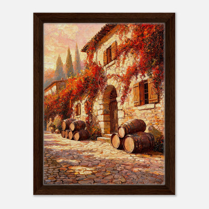 Autumn European Winery Wine Barrels Impressionist Art Print