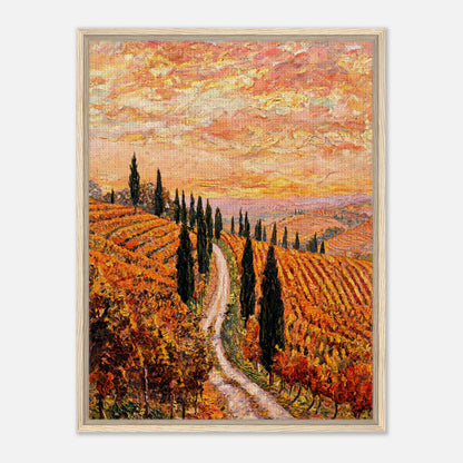 Tuscan Cypress Road Autumn Vineyard Impressionist Art Print