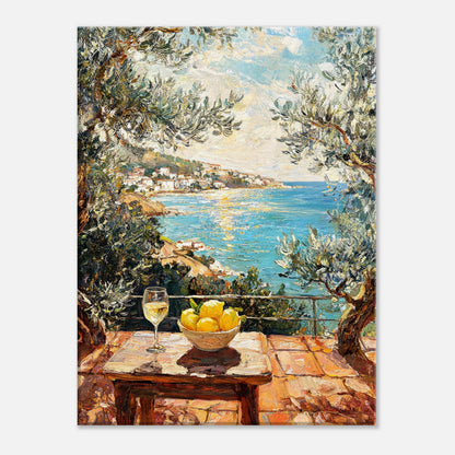Mediterranean Terrace Lemons Sea View Impressionist Art Print
