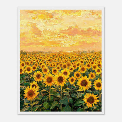 Golden Sunflower Field Framed Fine Art Print