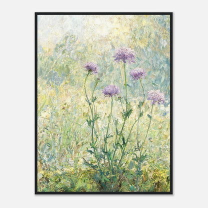 Wild Purple Blossoms in Sunlit Meadow Impressionist Art Print