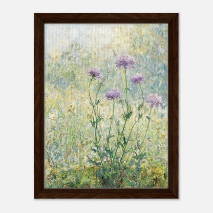 Wild Purple Blossoms in Sunlit Meadow Impressionist Art Print