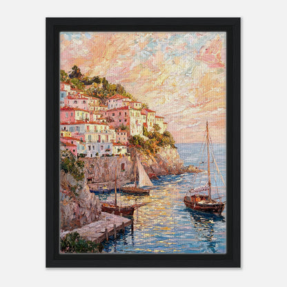 Amalfi Coast Sunset Village Impressionist Art Print