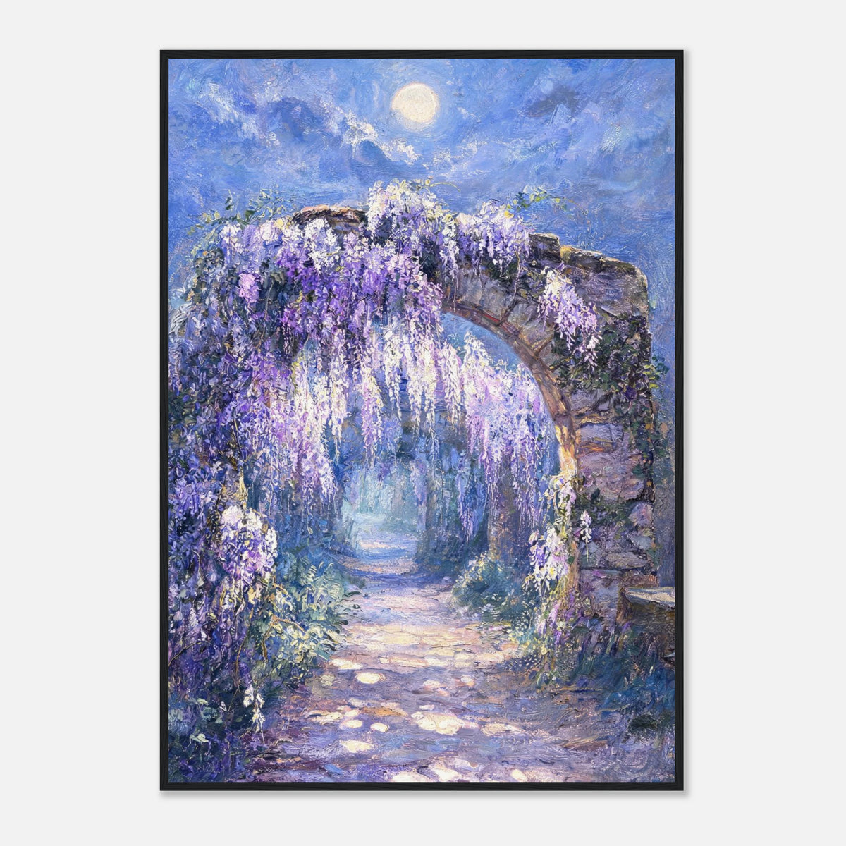 Moonlit Wisteria Stone Arch Impressionist Art Print