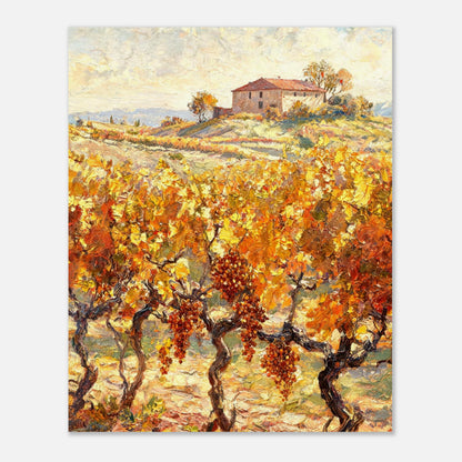 Tuscan Vineyard in Autumn Impressionist Art Print