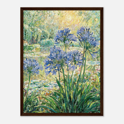 Blue Agapanthus & Sunlit Garden Impressionist Art Print