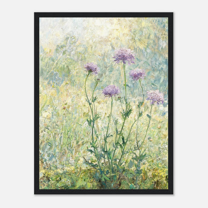 Wild Purple Blossoms in Sunlit Meadow Impressionist Art Print