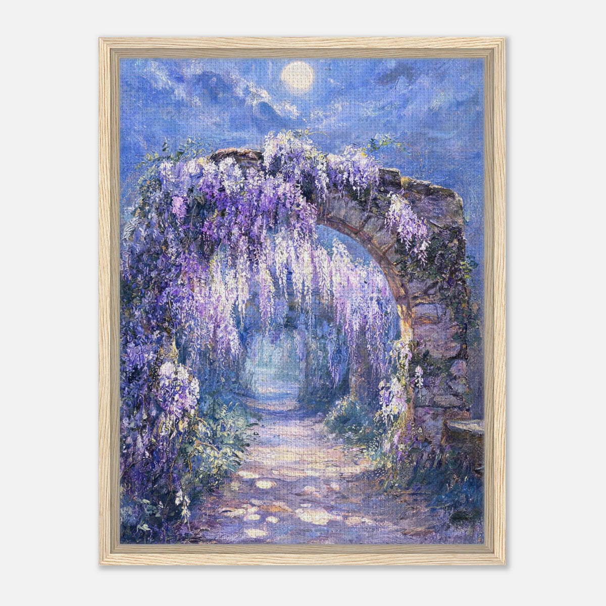 Moonlit Wisteria Stone Arch Impressionist Art Print