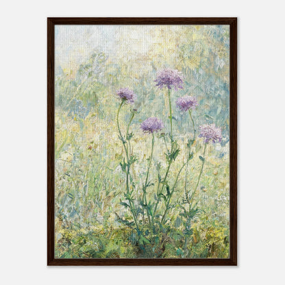 Wild Purple Blossoms in Sunlit Meadow Impressionist Art Print