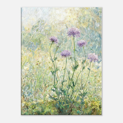 Wild Purple Blossoms in Sunlit Meadow Impressionist Art Print