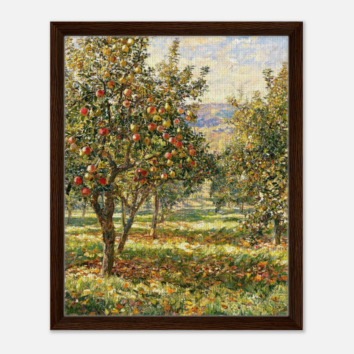 Sunlit Apple Orchard in Autumn Impressionist Art Print