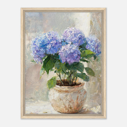 Blue Hydrangeas in Rustic Pot Impressionist Art Print