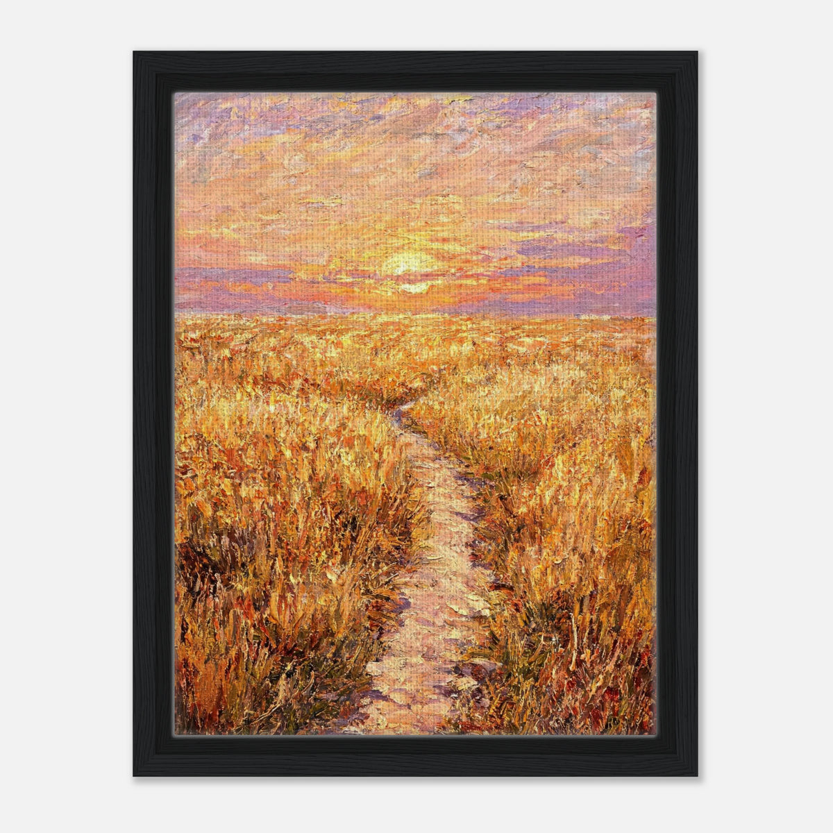 Golden Meadow at Sunset Impressionist Art Print