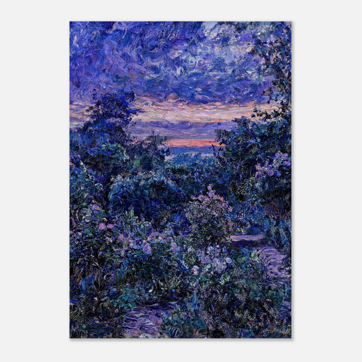Twilight Garden & Blue Dusk Impressionist Art Print