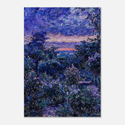 Twilight Garden & Blue Dusk Impressionist Art Print