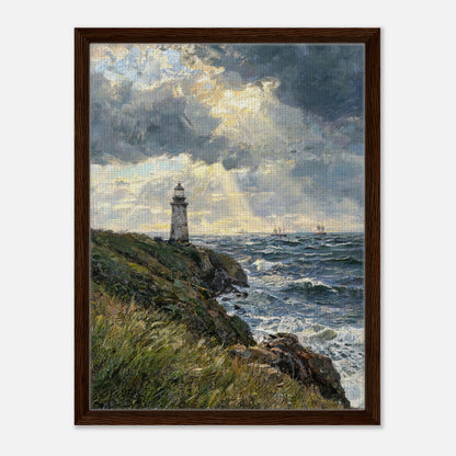 Coastal Lighthouse at Stormy Sunset Impressionist Art Print