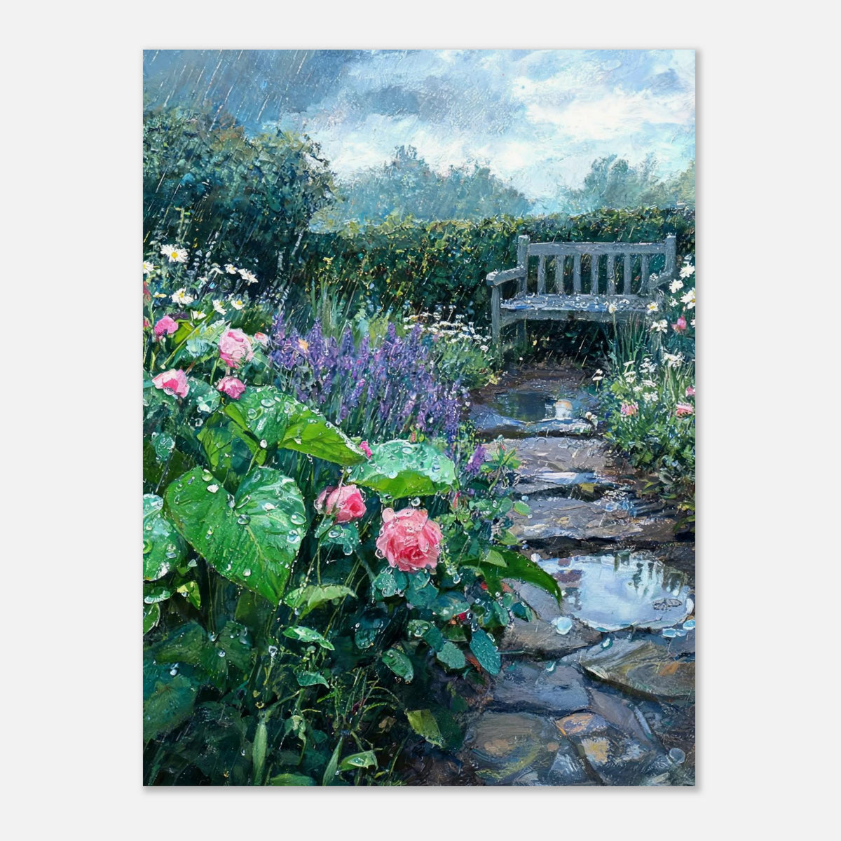 Raindrops in the Secret Garden Impressionist Art Print