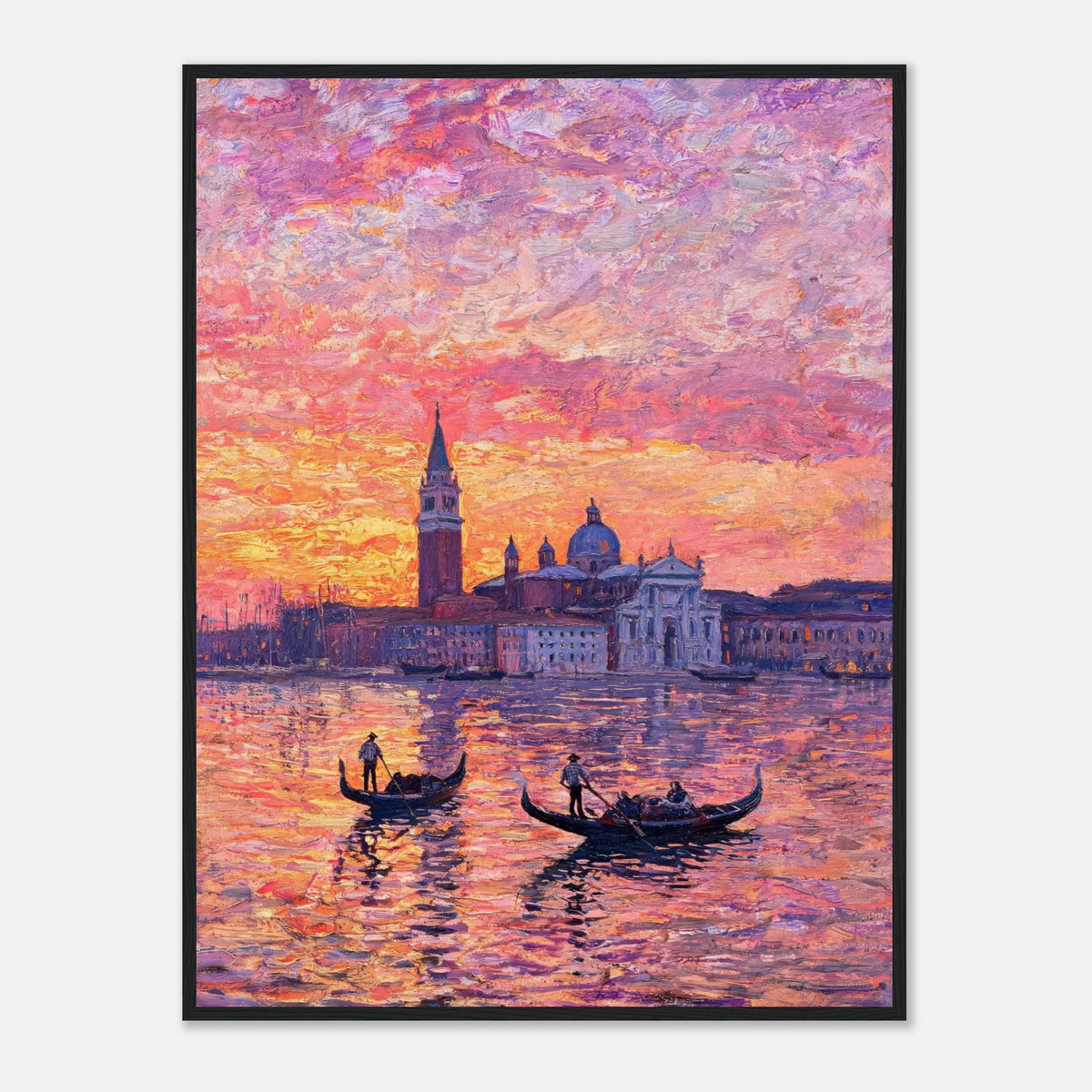 Venetian Gondolas at Sunset Impressionist Art Print